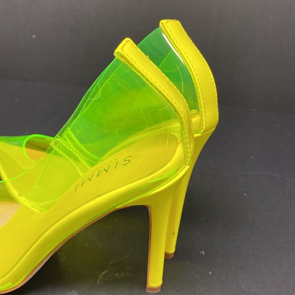 London Neon Yellow PVC Heels - Picture 4 of 7